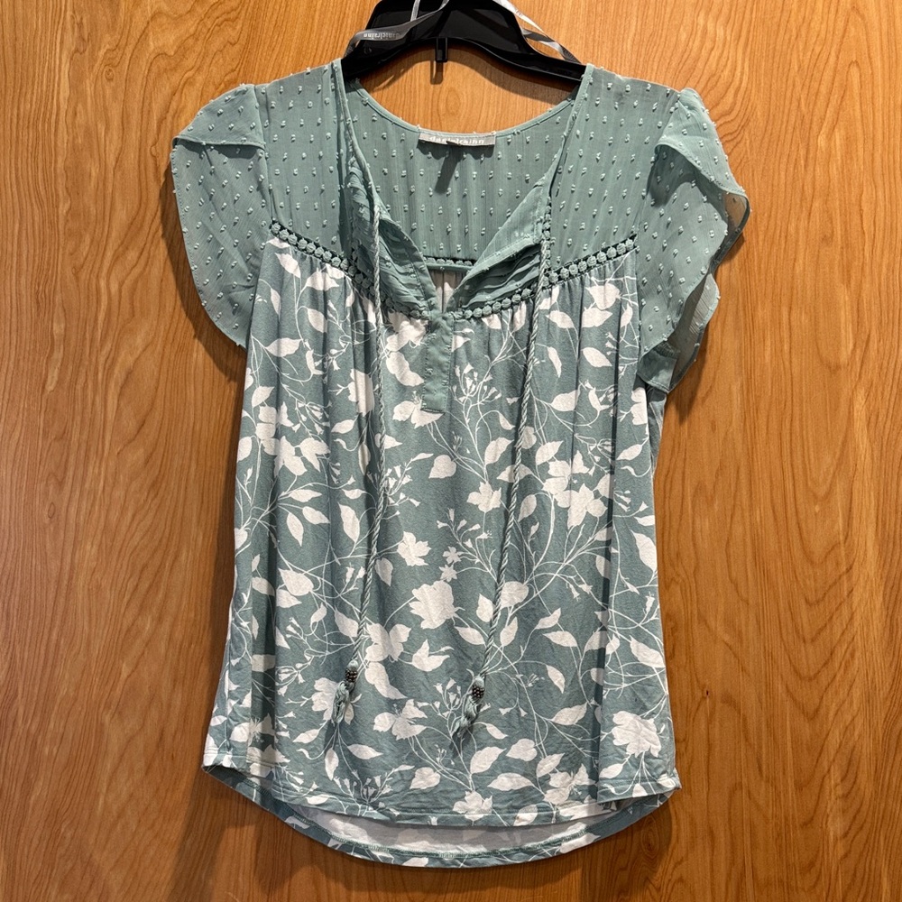 Daniel Rainn Sage Green Floral Blouse